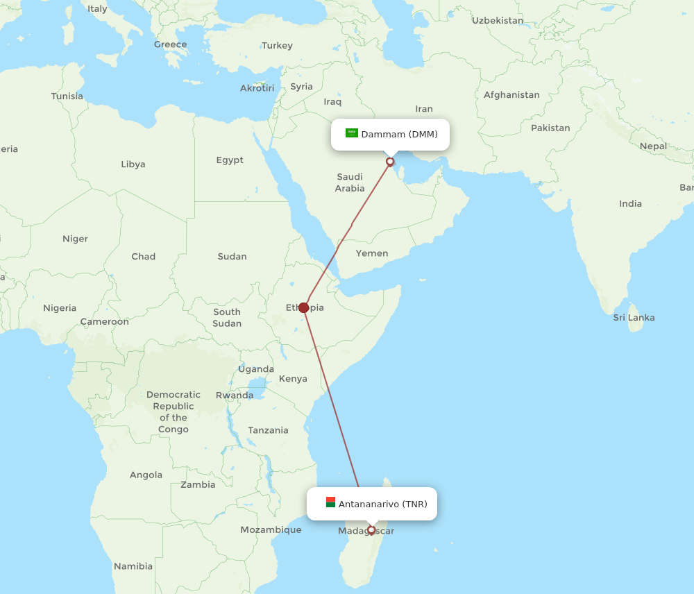 DMM-TNR flight routes