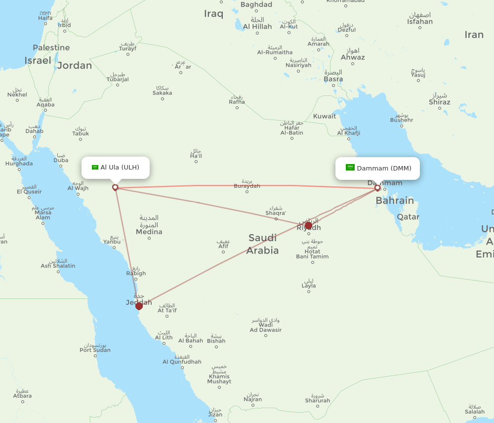 DMM-ULH flight routes