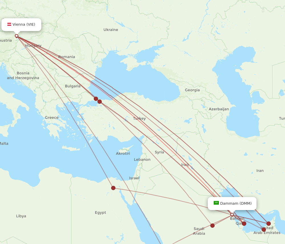 DMM to VIE flights and routes map