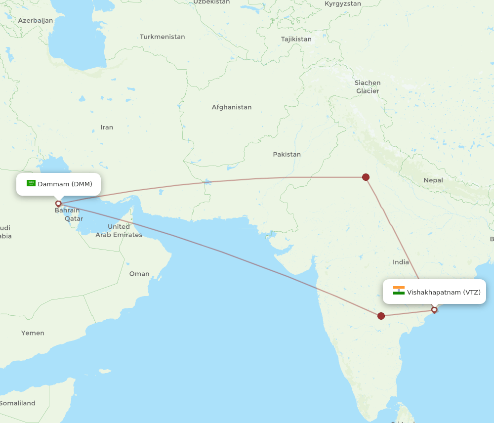 DMM to VTZ flights and routes map