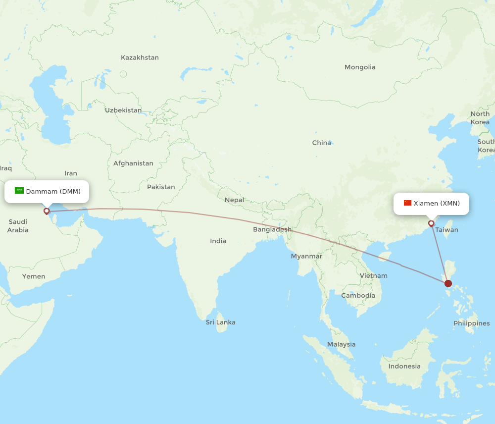 DMM-XMN flight routes