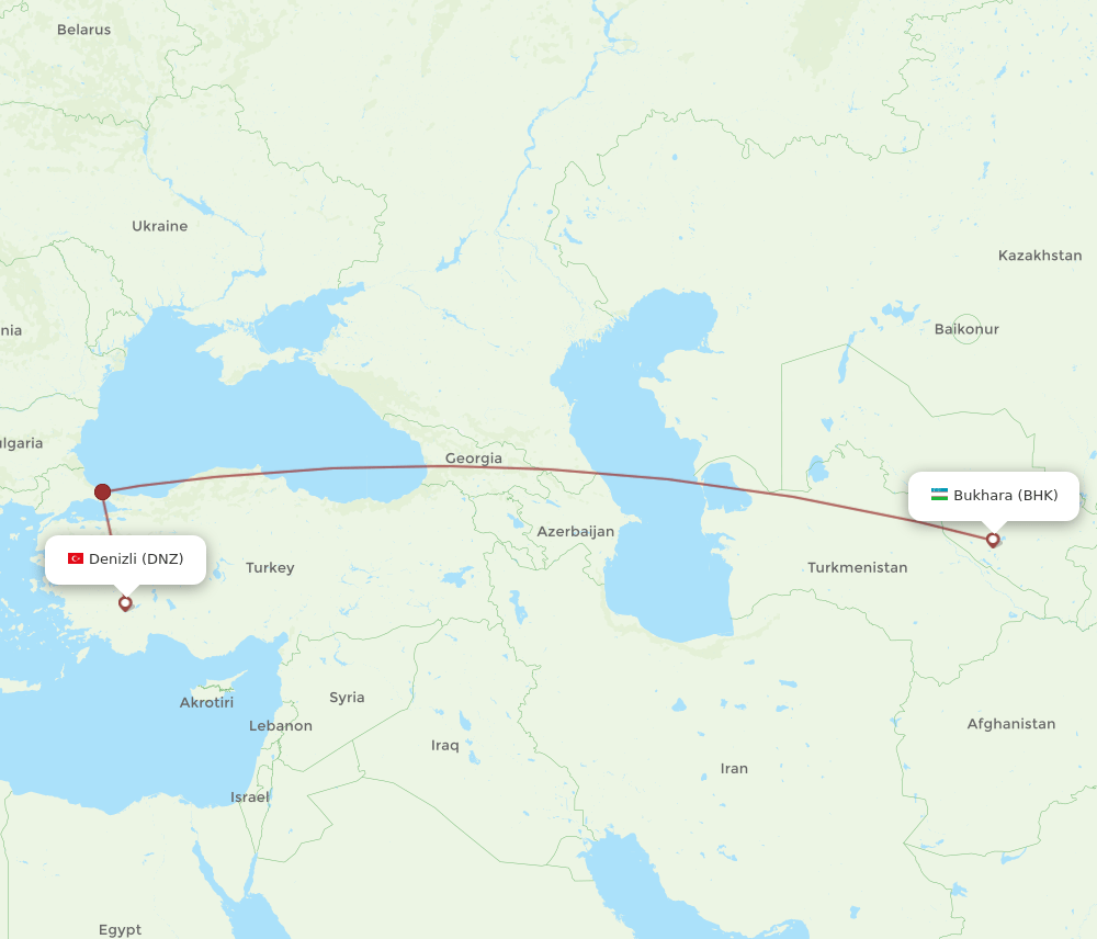 DNZ-BHK flight routes