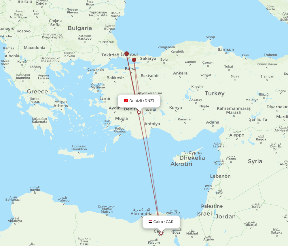DNZ-CAI flight routes