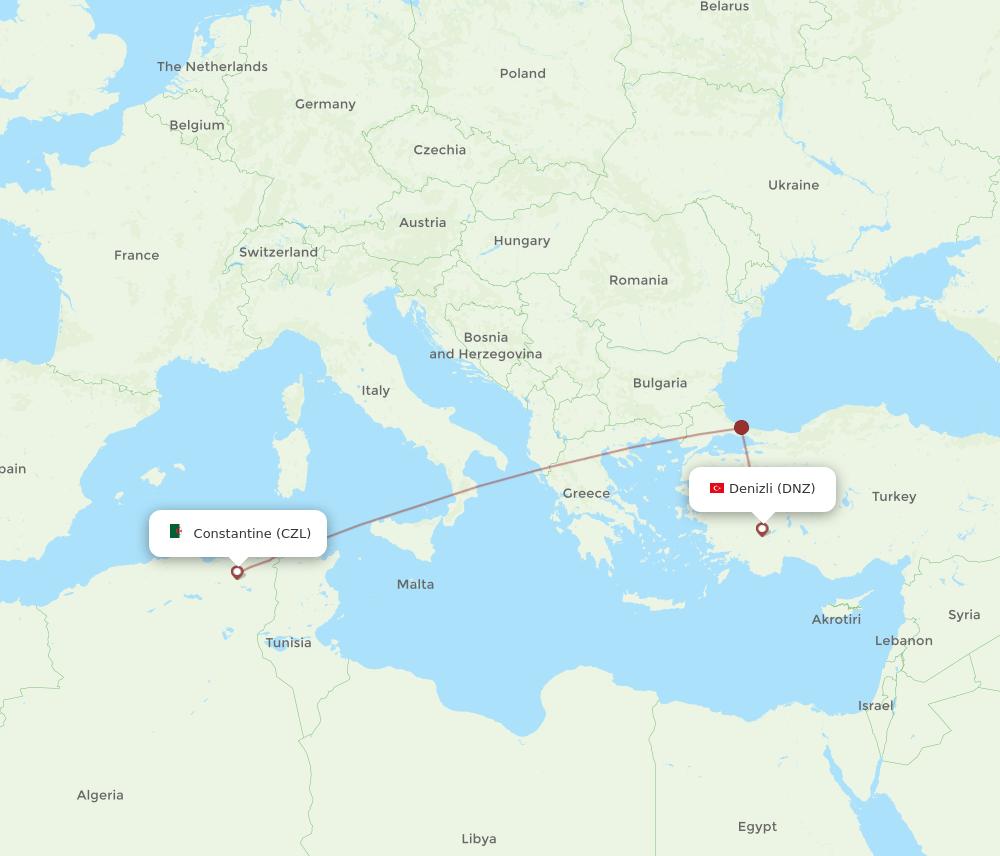 DNZ-CZL flight routes