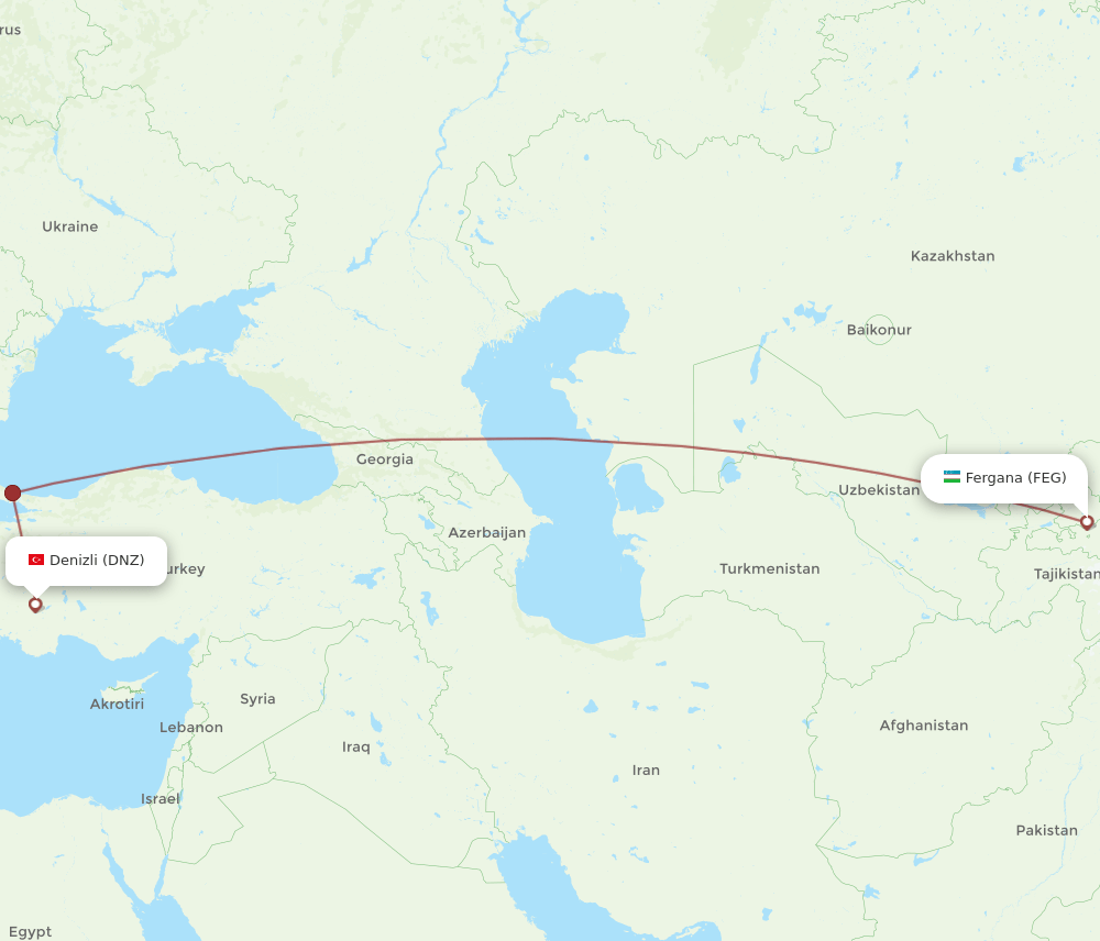 DNZ-FEG flight routes