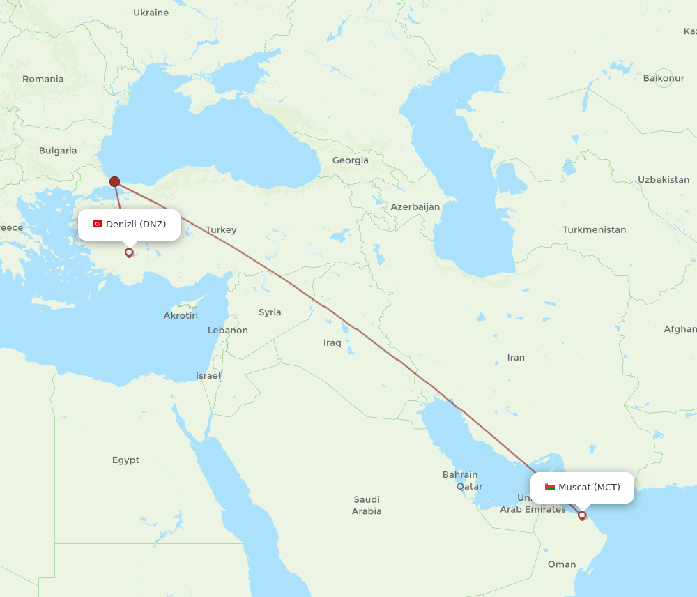 DNZ-MCT flight routes