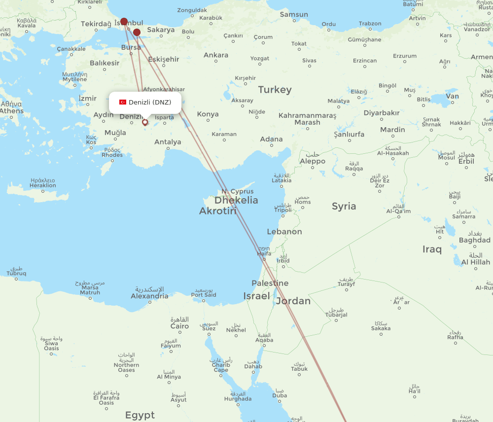 DNZ to MED flights and routes map