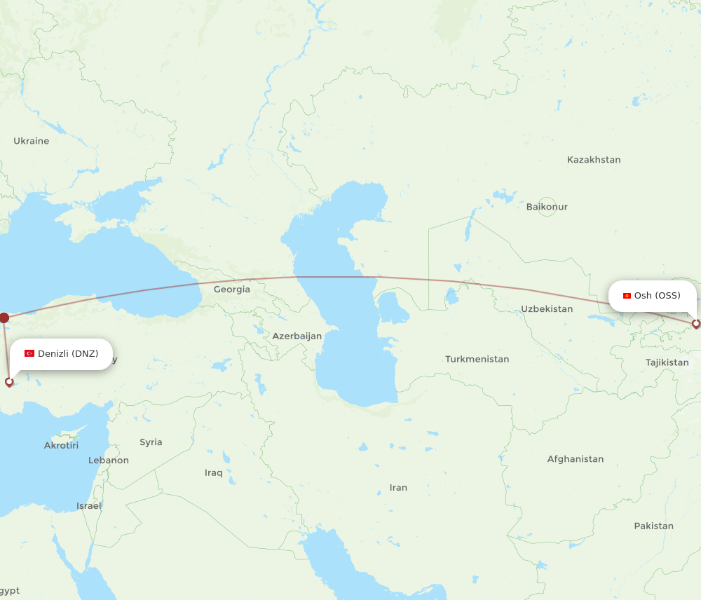 OSS to DNZ flights and routes map