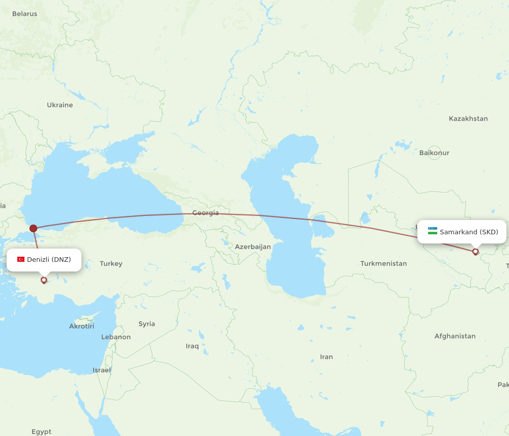 DNZ-SKD flight routes