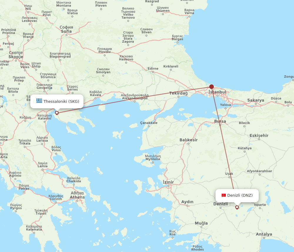 DNZ-SKG flight routes