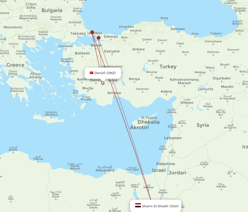 DNZ-SSH flight routes