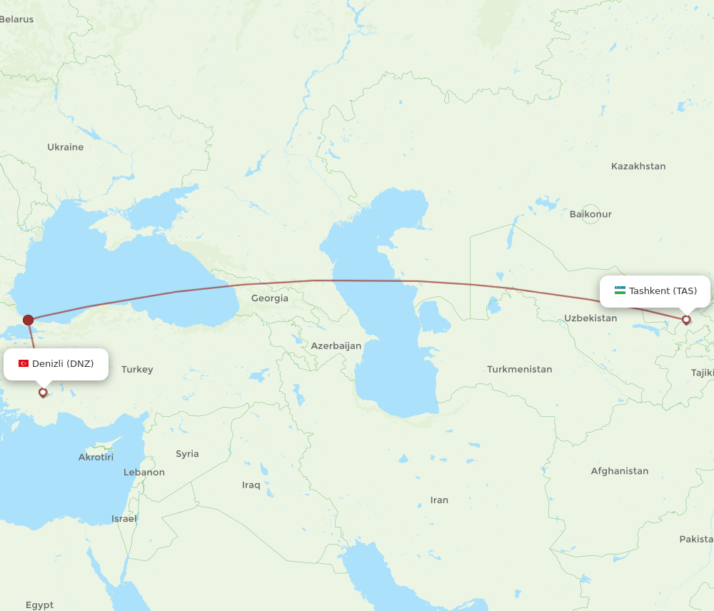 DNZ-TAS flight routes