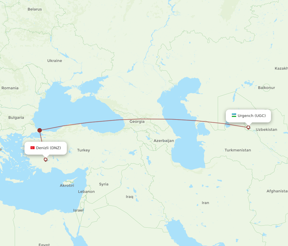DNZ-UGC flight routes