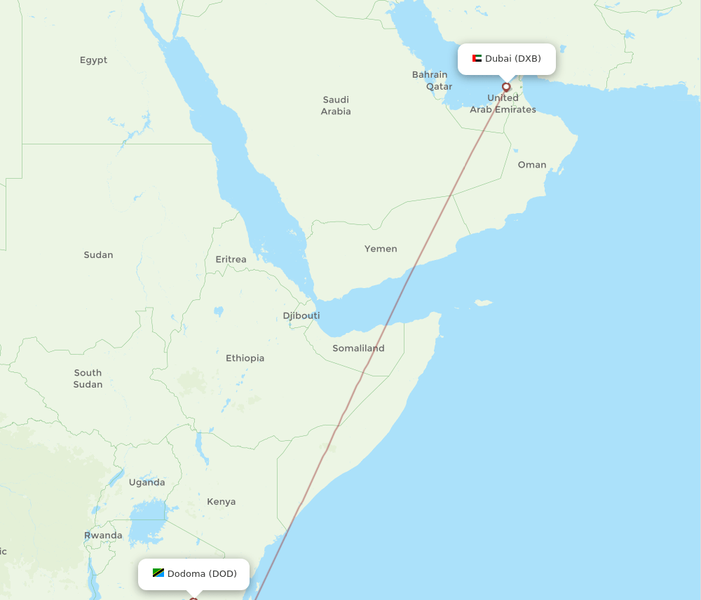DOD-DXB flight routes