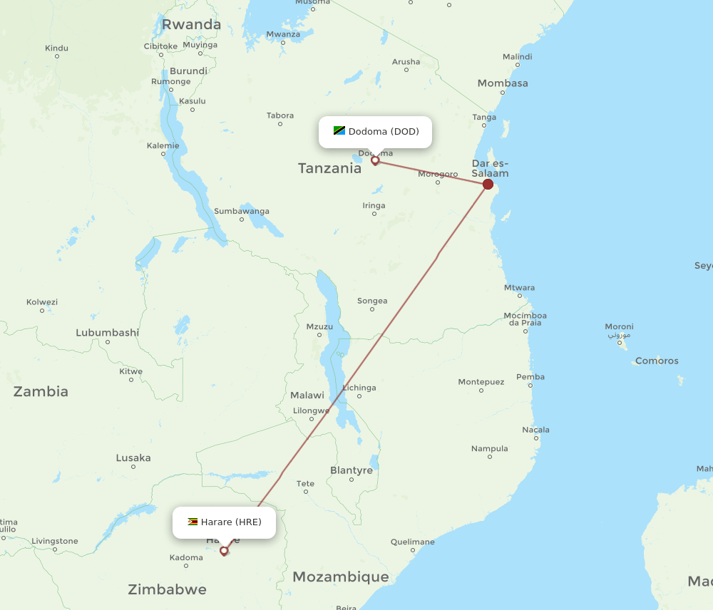 DOD-HRE flight routes