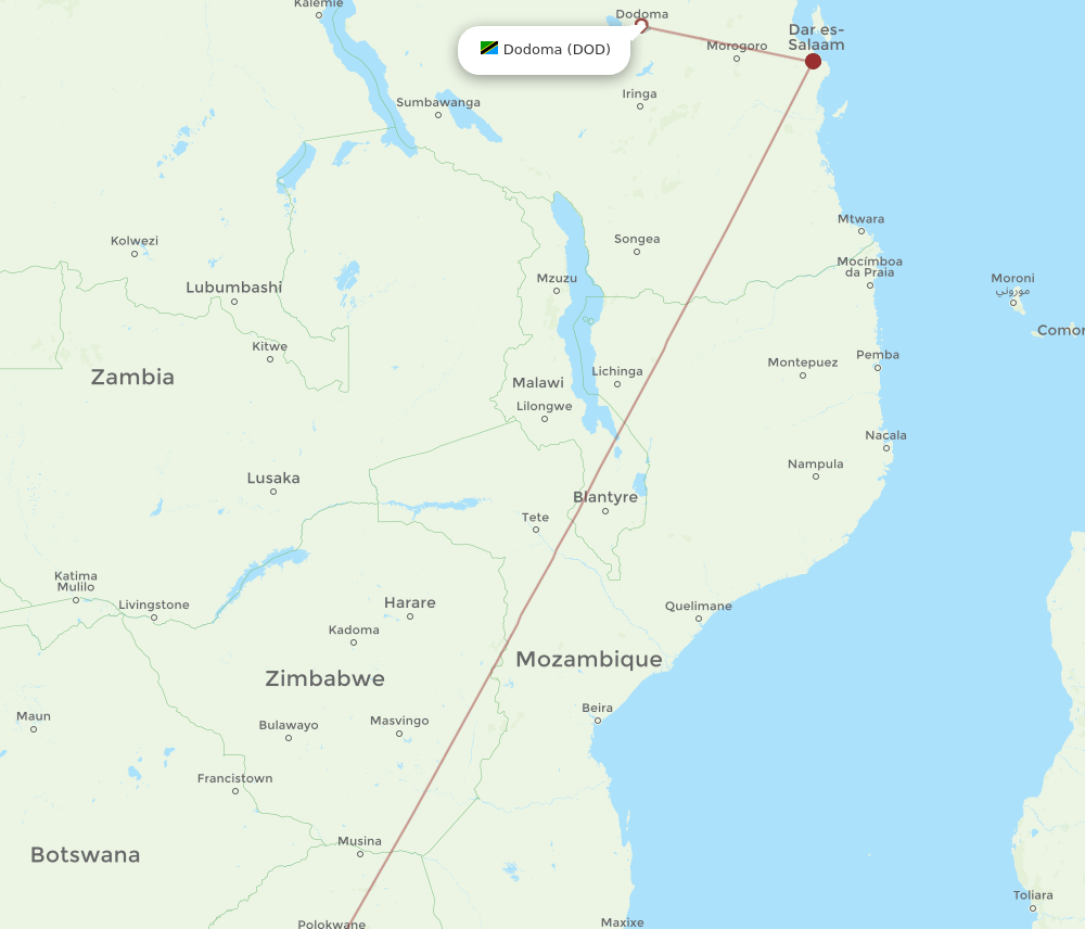 DOD-JNB flight routes