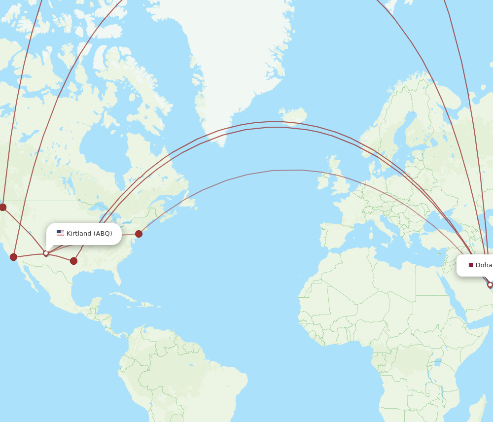 DOH-ABQ flight routes