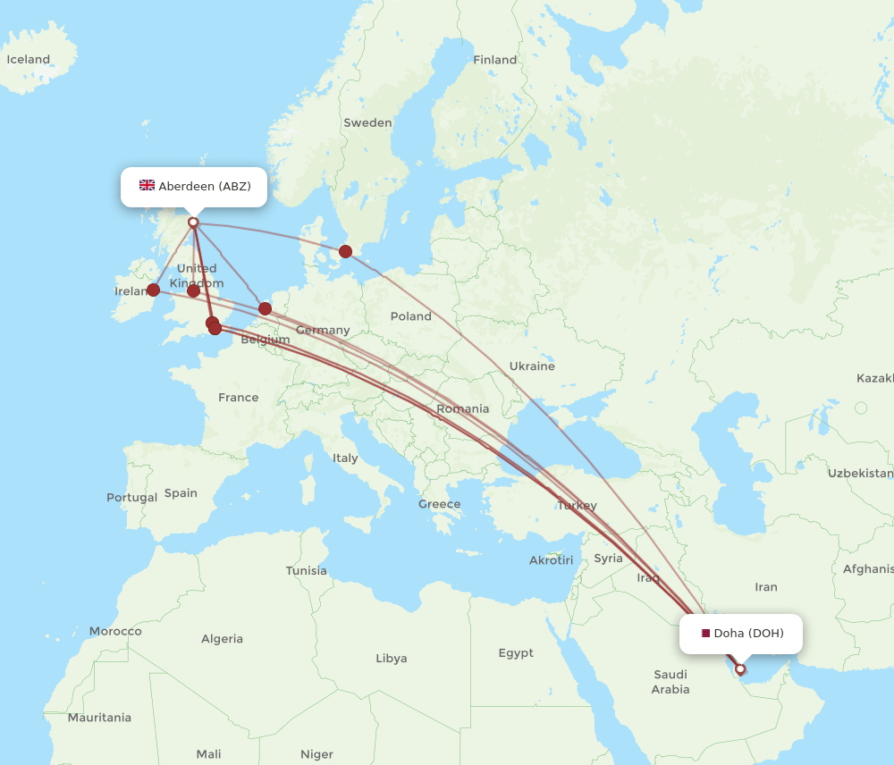 DOH-ABZ flight routes