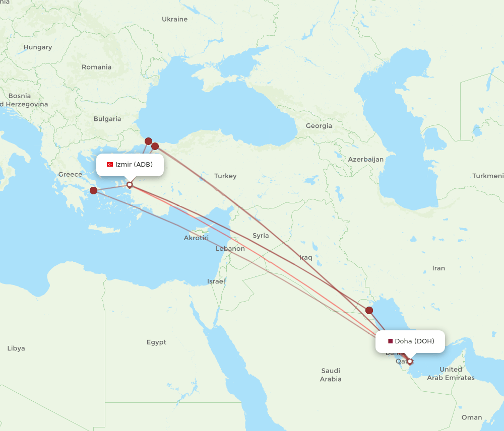 DOH-ADB flight routes
