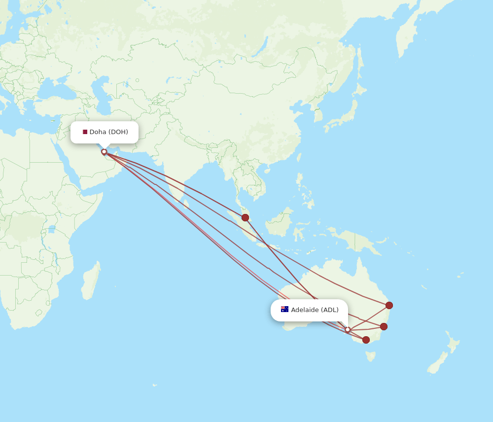 DOH-ADL flight routes