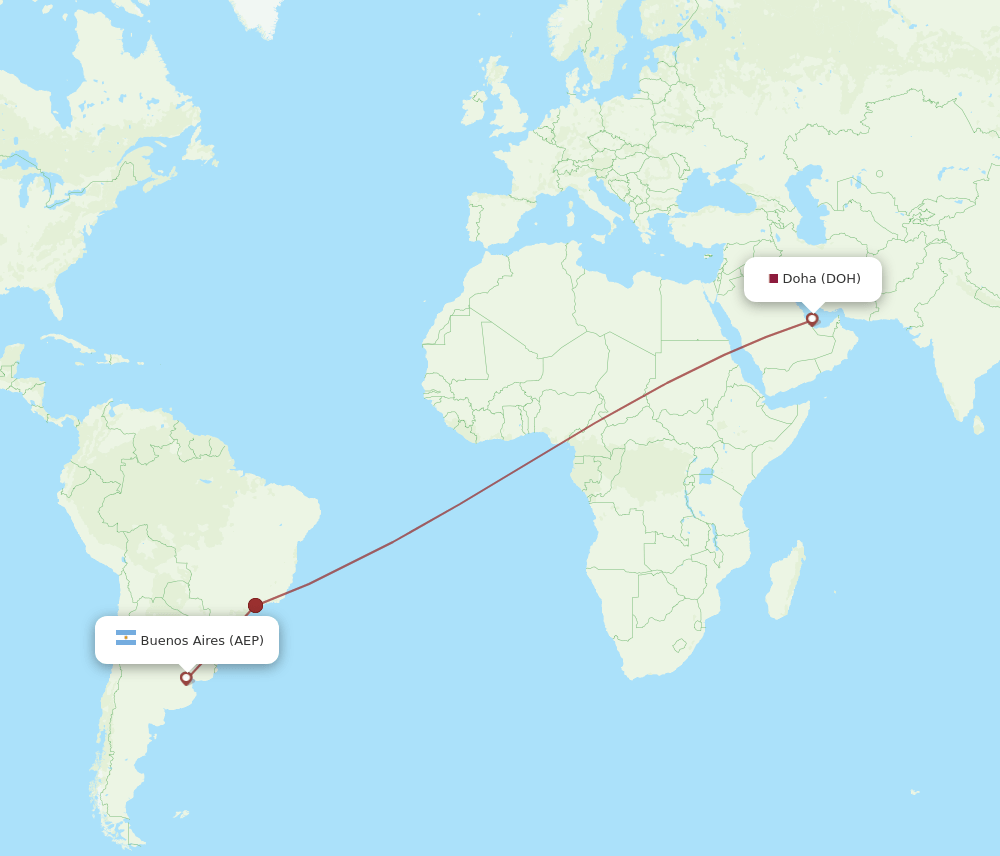 DOH to AEP flights and routes map