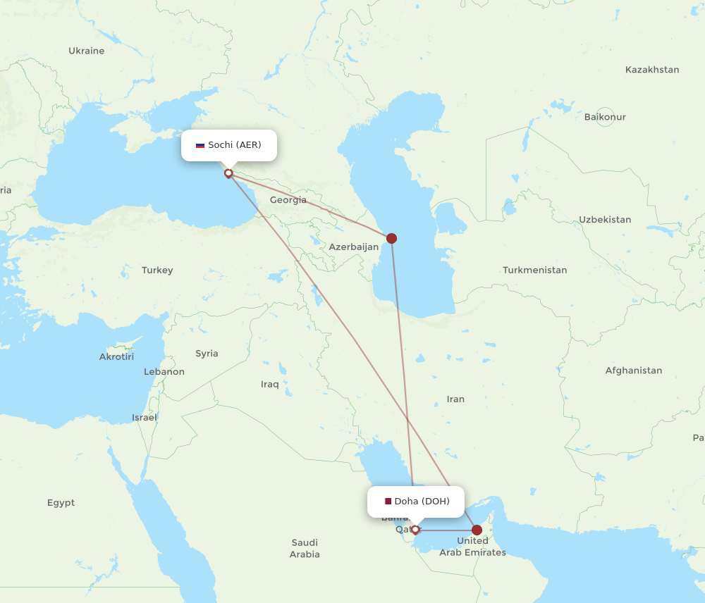 DOH-AER flight routes