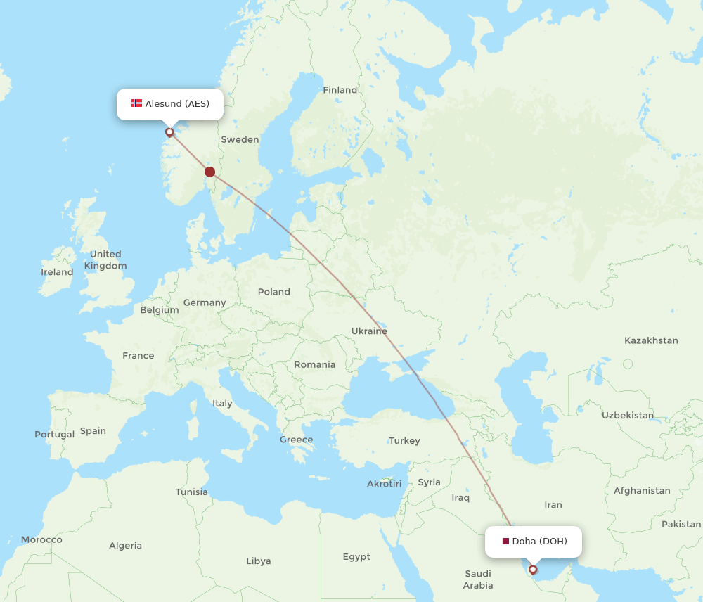 DOH-AES flight routes