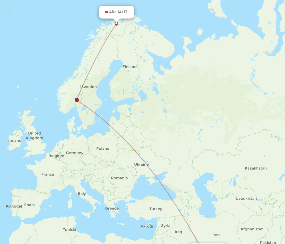 DOH to ALF flights and routes map