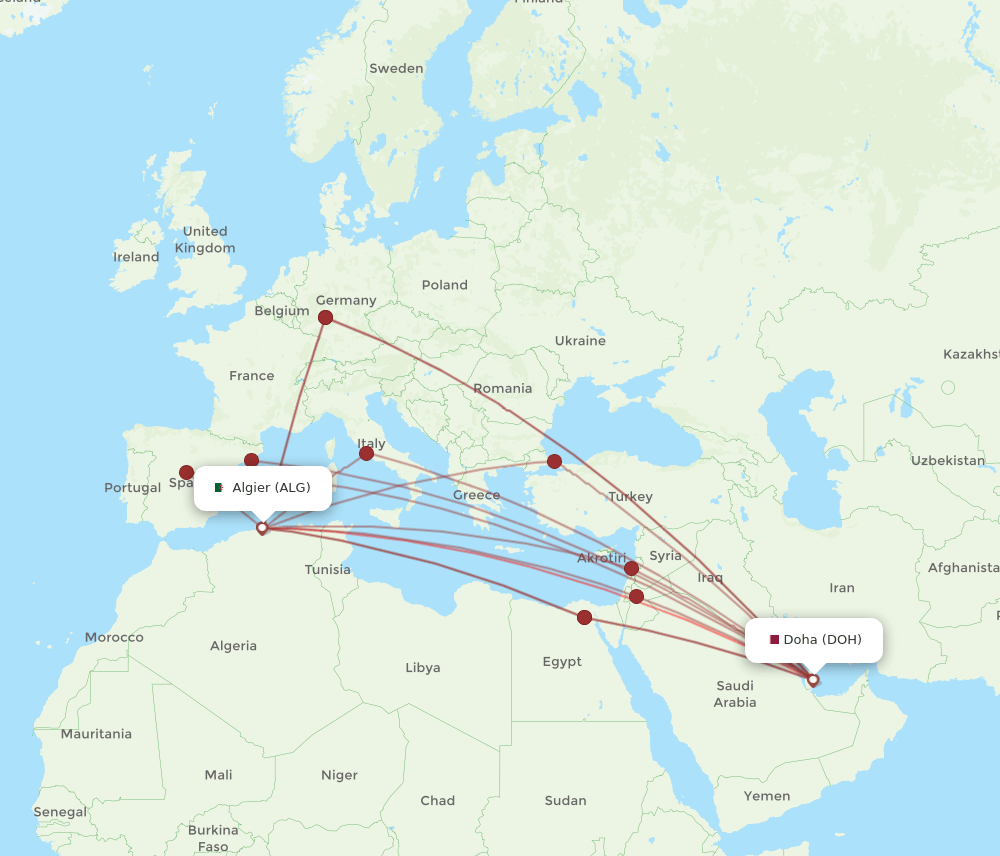 DOH-ALG flight routes