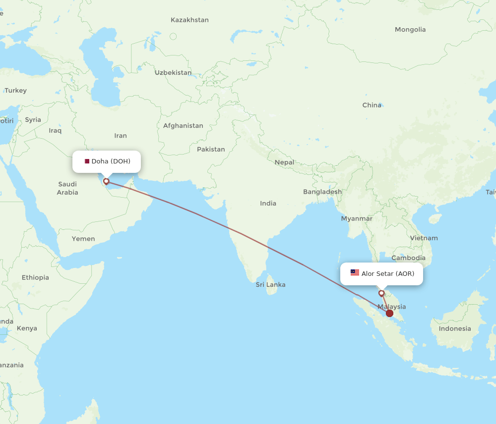 DOH-AOR flight routes