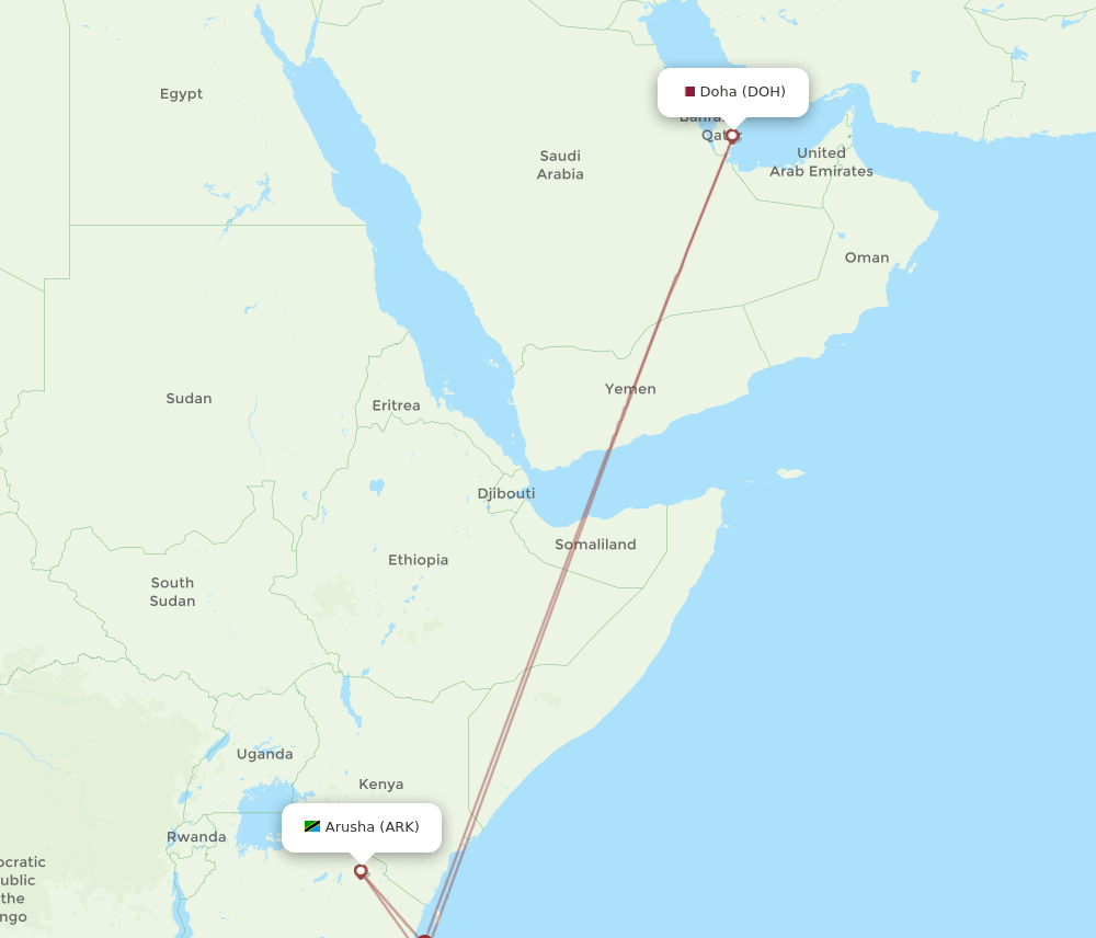 DOH-ARK flight routes