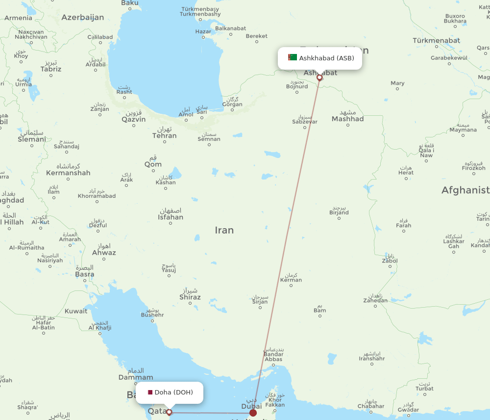 DOH-ASB flight routes