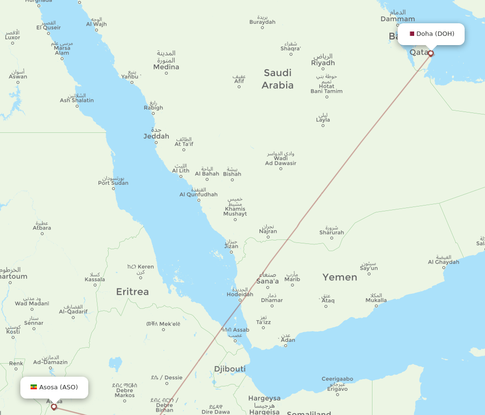 DOH-ASO flight routes