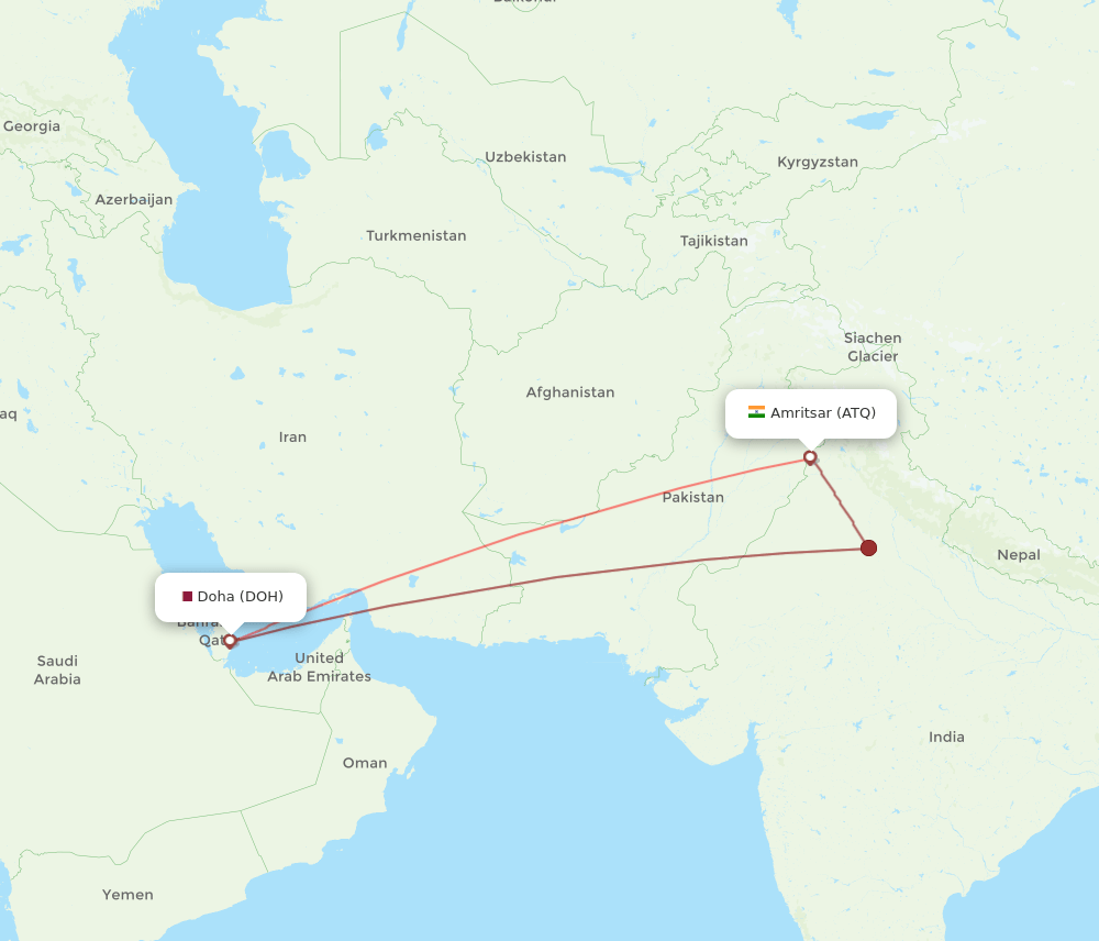 DOH-ATQ flight routes