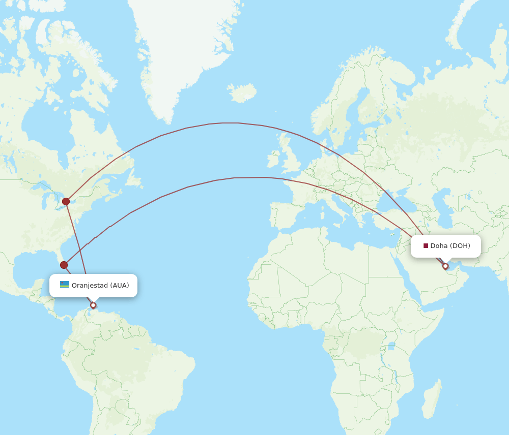 DOH-AUA flight routes