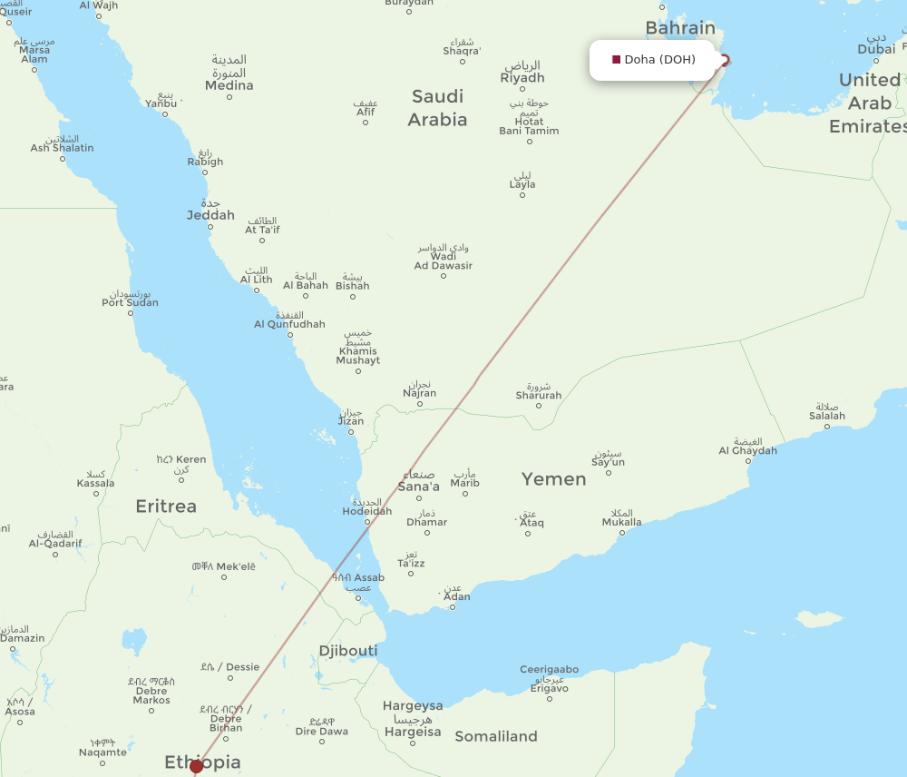 DOH-AWA flight routes