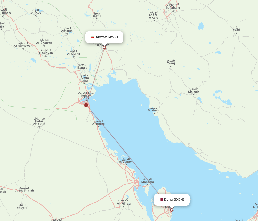 DOH-AWZ flight routes