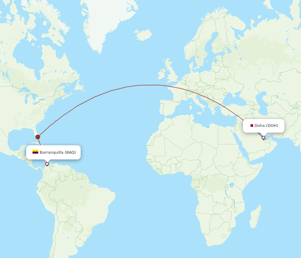 DOH-BAQ flight routes