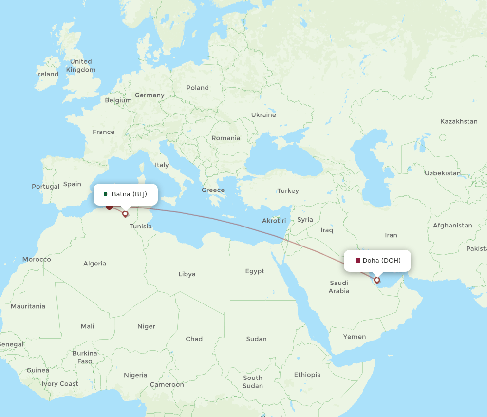 DOH-BLJ flight routes