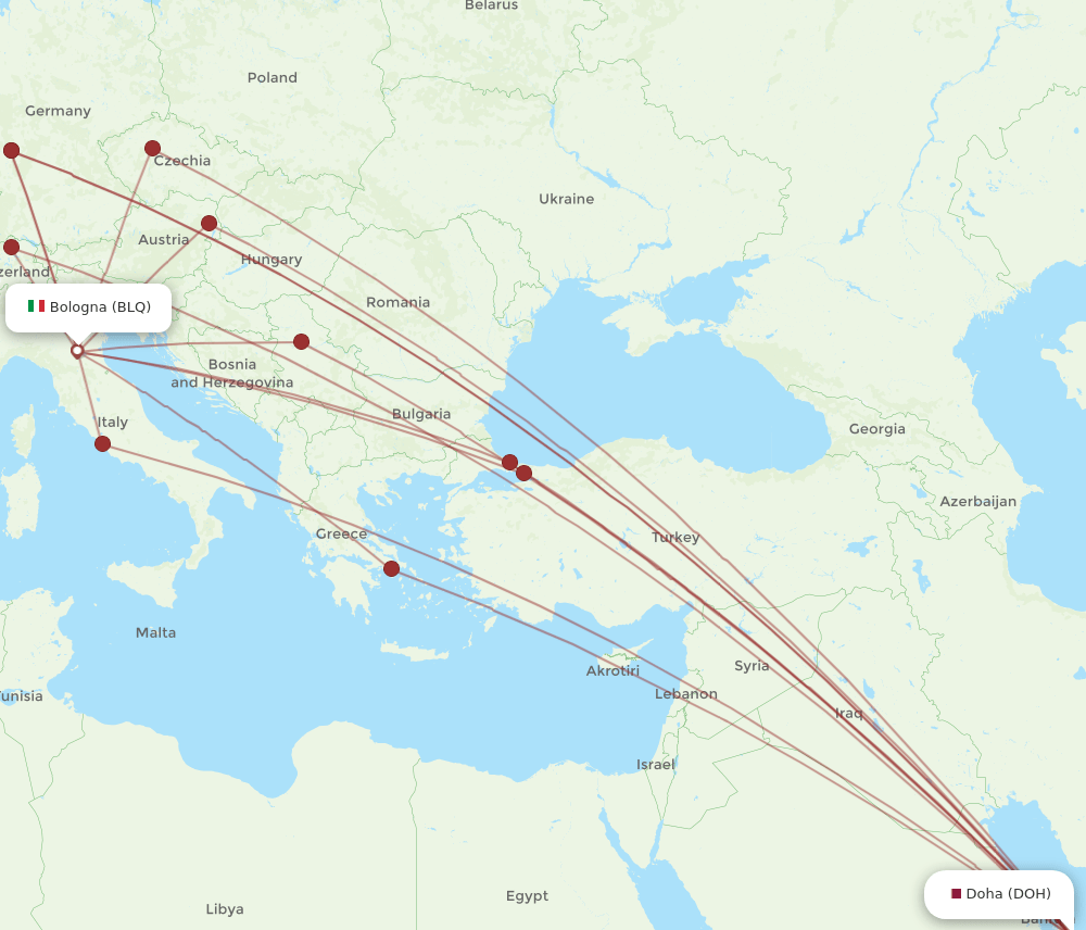 DOH to BLQ flights and routes map