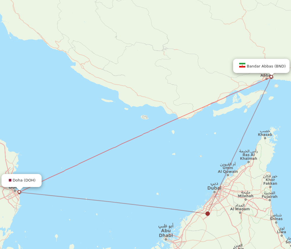 DOH-BND flight routes