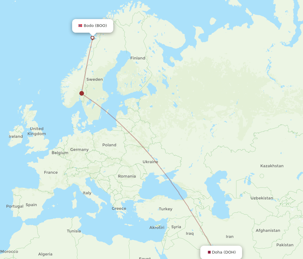DOH-BOO flight routes