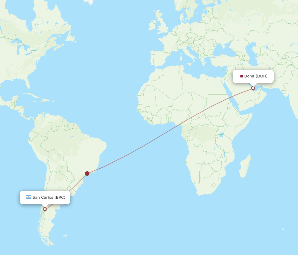 DOH-BRC flight routes