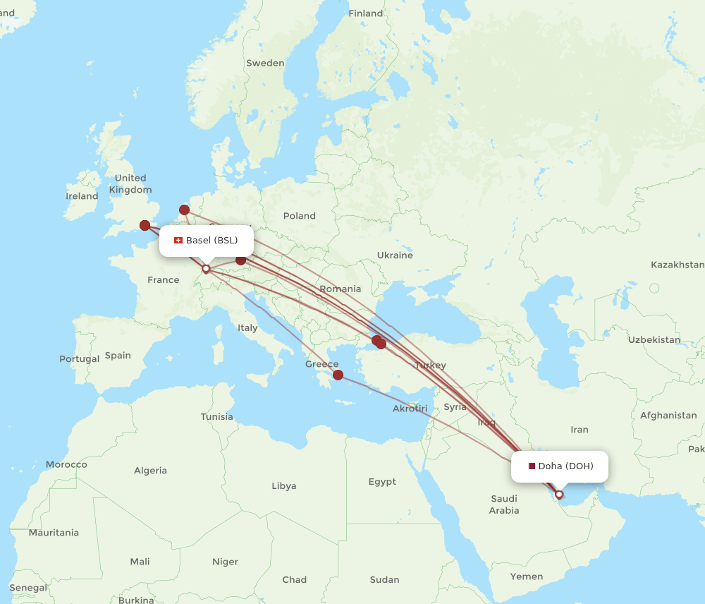 DOH-BSL flight routes