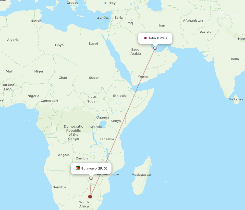 DOH-BUQ flight routes