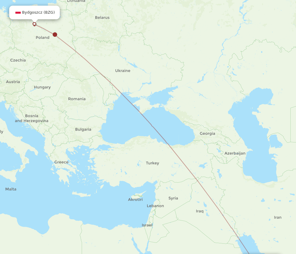 DOH-BZG flight routes