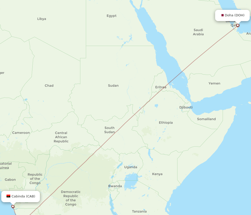 DOH-CAB flight routes