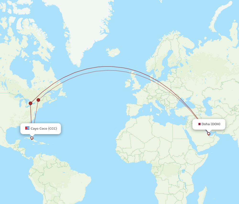 DOH to CCC flights and routes map