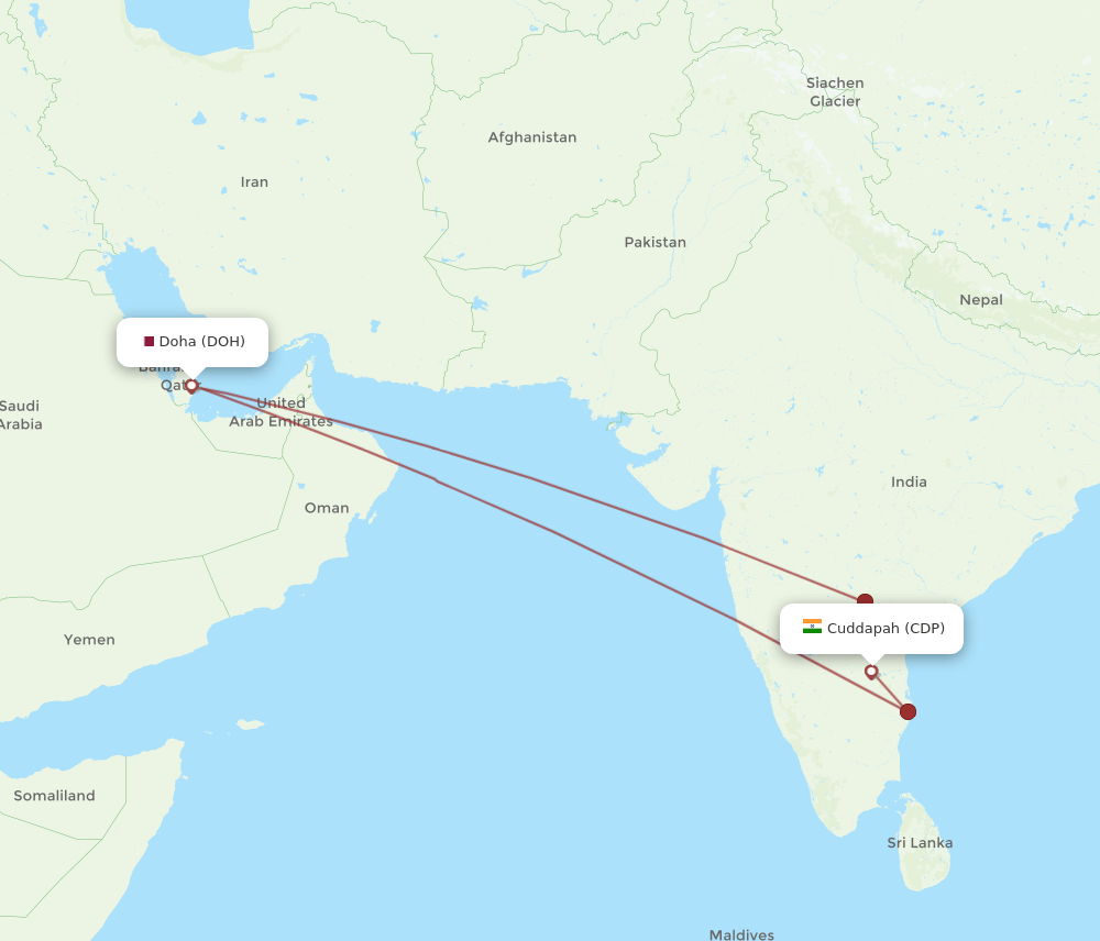 DOH-CDP flight routes