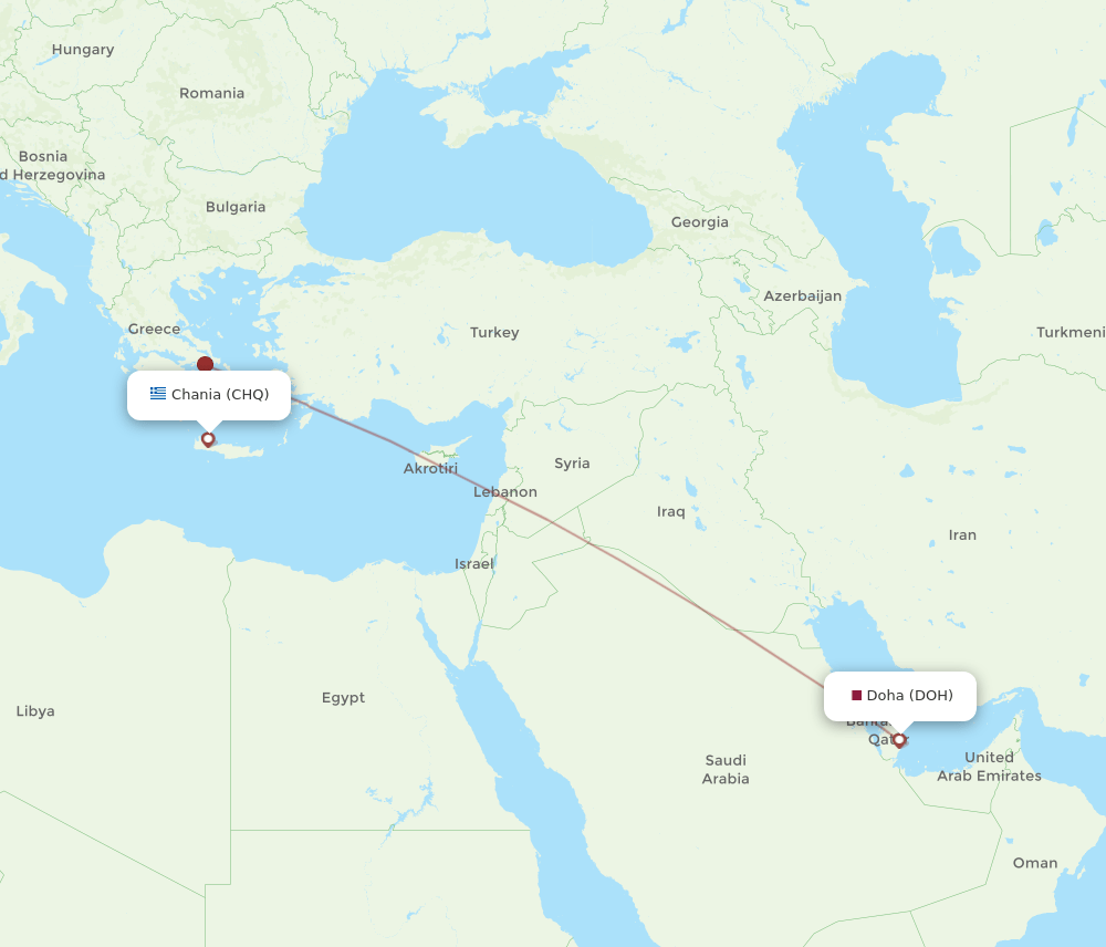 DOH-CHQ flight routes